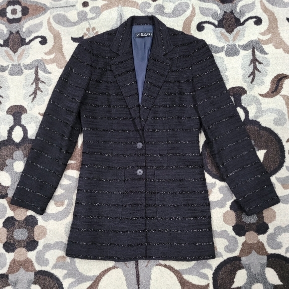 Virani White Label Black Stripped Blazer Classic - Picture 3 of 8